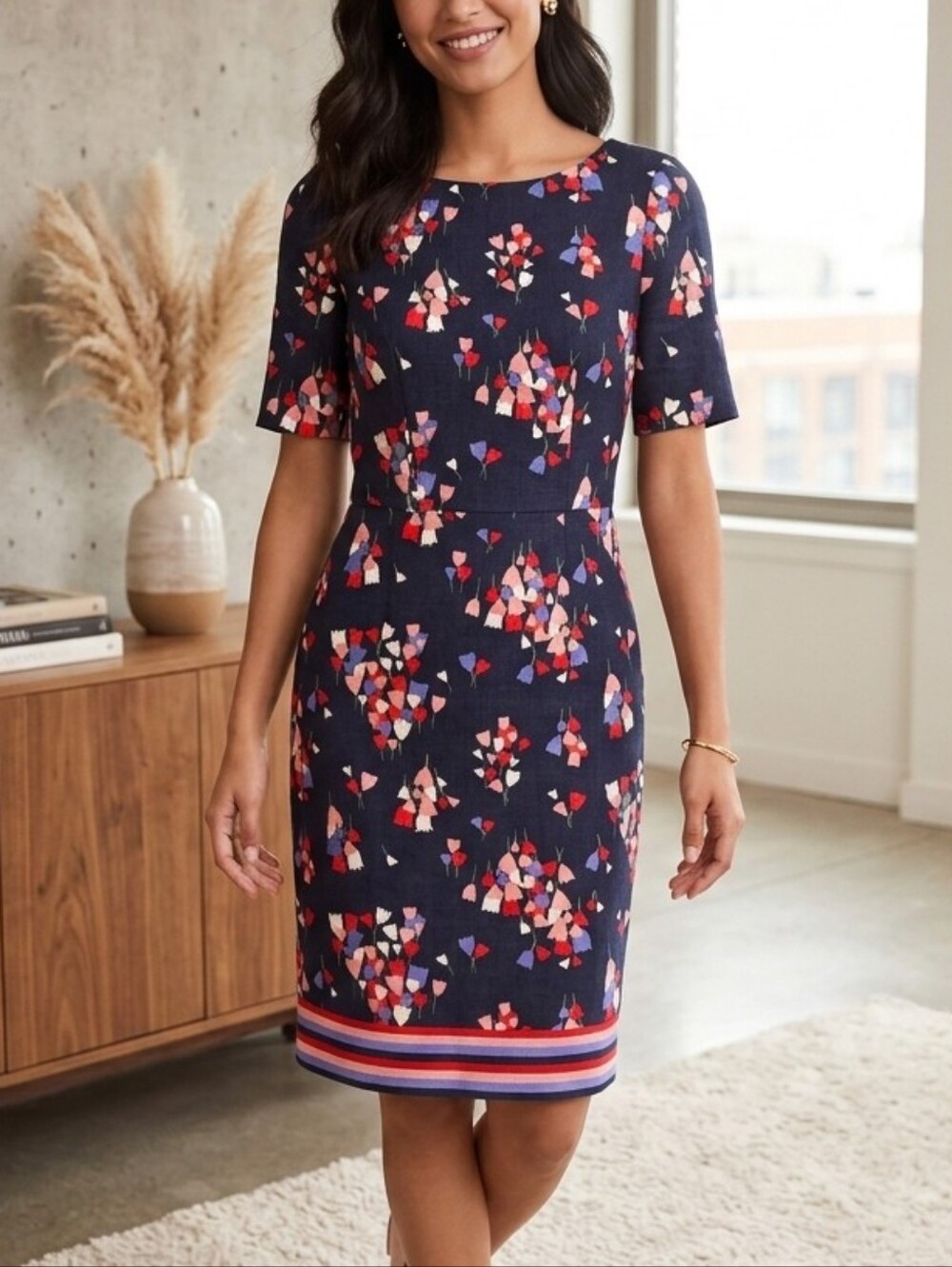 Boden Fleur Fitted Dress in Tulip Print - Size 4R - Excellent